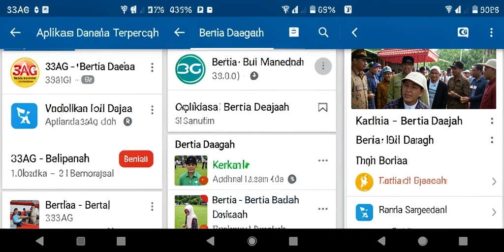 Tampilan antarmuka aplikasi 33AG dengan berita daerah terbaru.