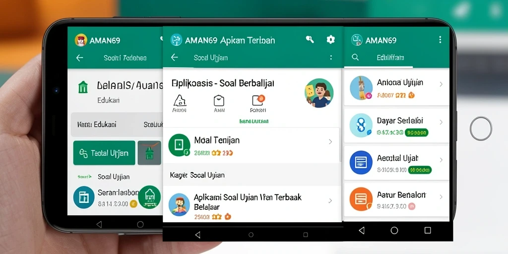 Antarmuka pengguna AMAN69 yang menarik dan interaktif saat mengerjakan soal.