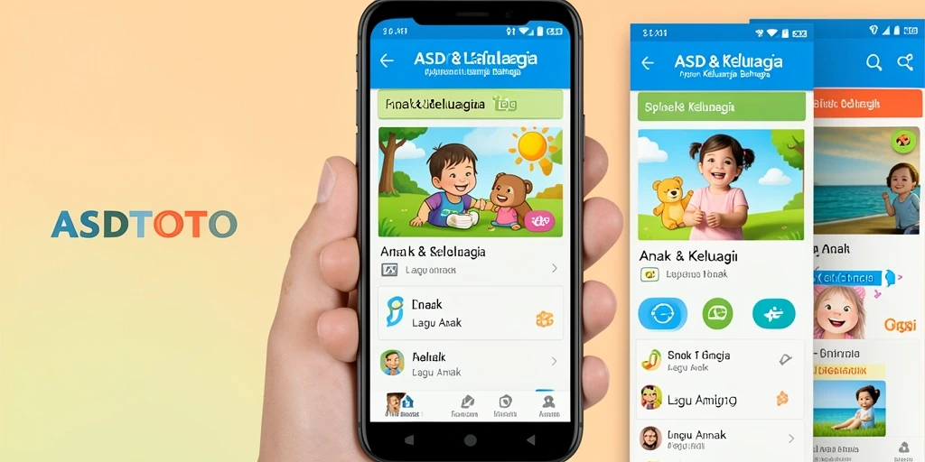Antarmuka aplikasi ASDTOTO dengan pilihan lagu anak yang ceria.