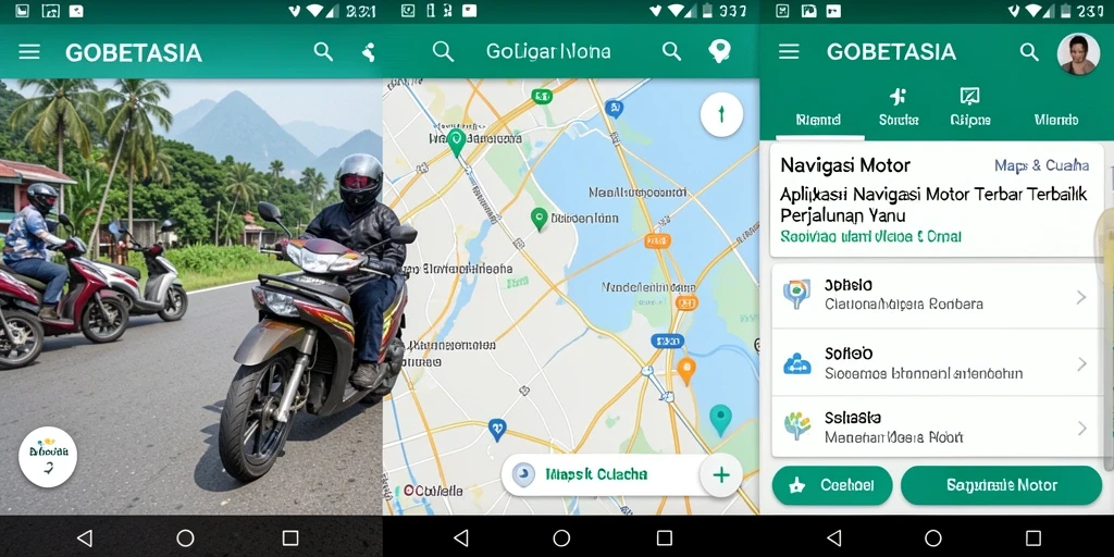 Antarmuka GOBETASIA yang menampilkan rute navigasi motor.