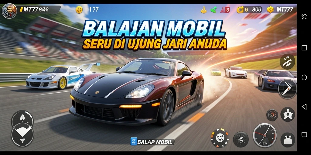 Tampilan antarmuka game Balap Mobil yang menarik dan modern.