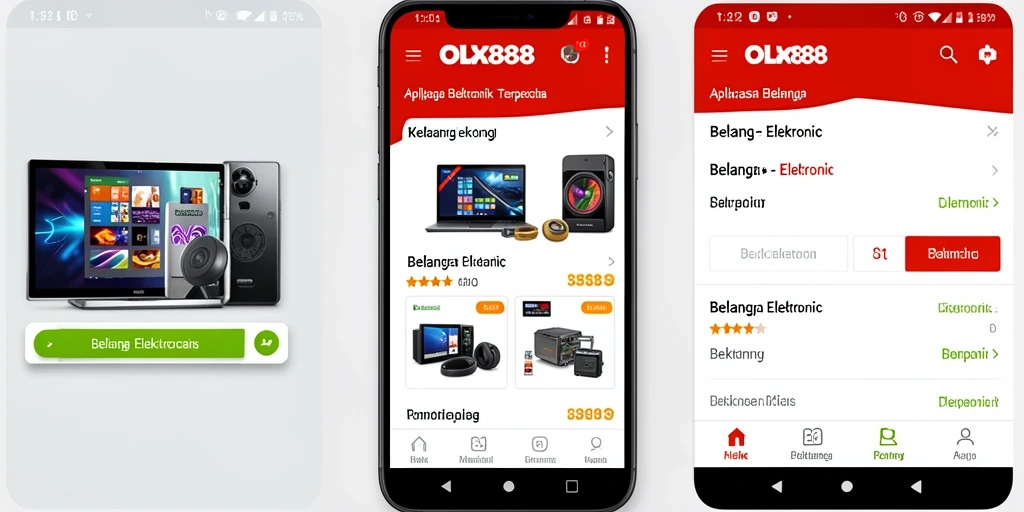 Tampilan antarmuka OLX888 menunjukkan kategori elektronik yang lengkap.