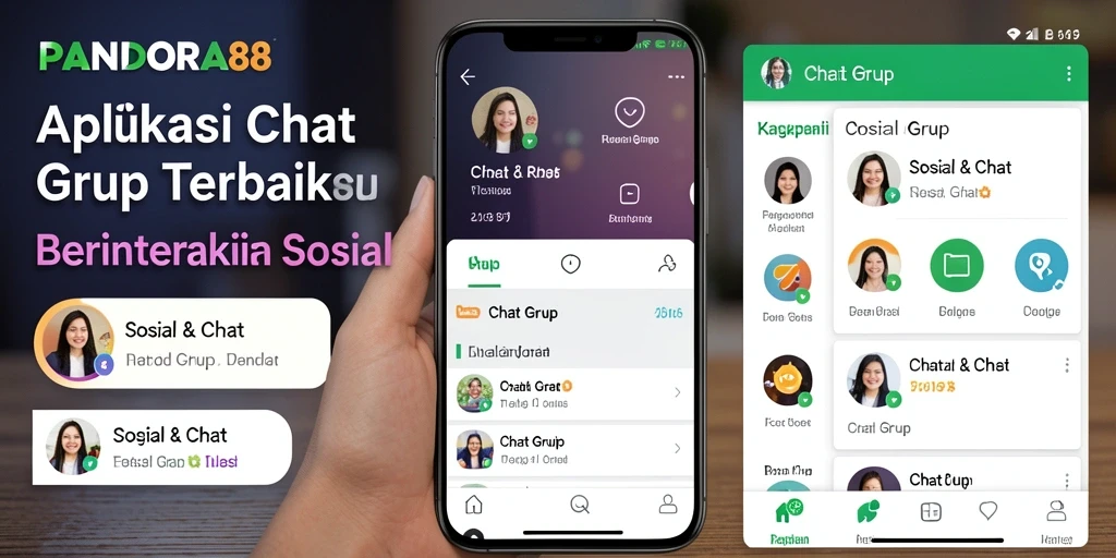 Screenshot PANDORA88 menunjukkan fitur Chat Grup yang intuitif dan menarik.