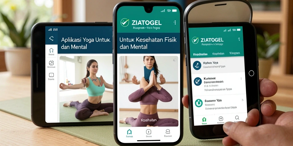 Antarmuka ZIATOGEL menampilkan latihan Yoga interaktif yang menarik.