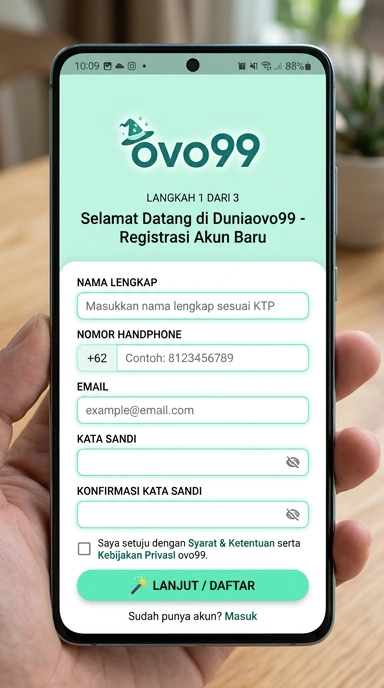 Cara Mudah Registrasi Akun Baru ovo99 di Android